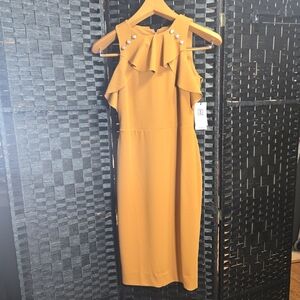 Ivanka Trump Mustard Midi Sleeveless Size 6 Dress